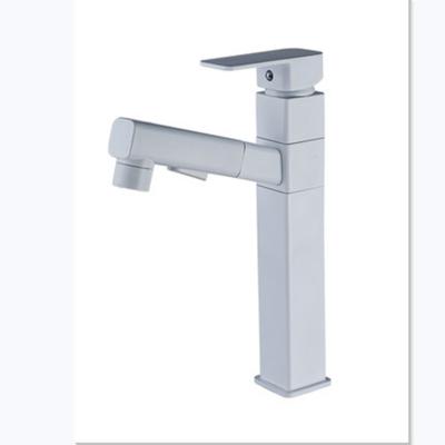 China Metered Faucets Adjust To Pull White Basin Mixer Tap Cold And Hot Water Faucet, Single Handle Bathroom Faucet for sale