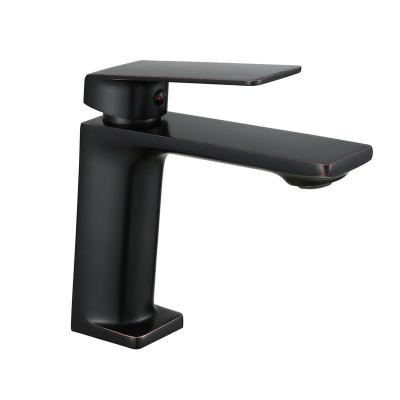 China Other Hot Cold Single Handle Bathroom Water Basin Sink Faucet Brass Black Basin Faucet Mixer for sale