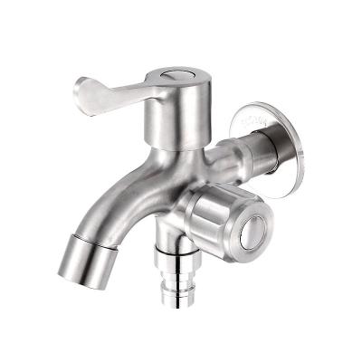 China Stainless Steel Modern Style Double Use Washing Machine Faucet One In Use Two Shower Double Outlet Faucet Bathroom Faucet for sale