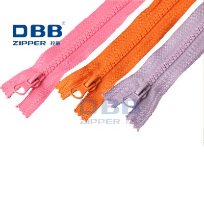 China Durable Wholesale Custom Colored End End Zipper Plastic Resin Polyester #3#5#8 Zipper For Jeans, Bags, Jackets for sale