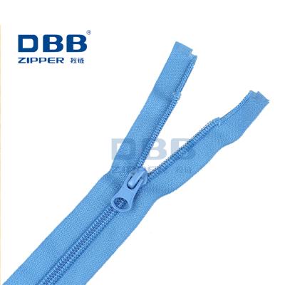 China #3#5#8 Logo Nylon Zipper Fashion Open End Blue Customized Sustainable Zipper With Brass Metal Slider for sale