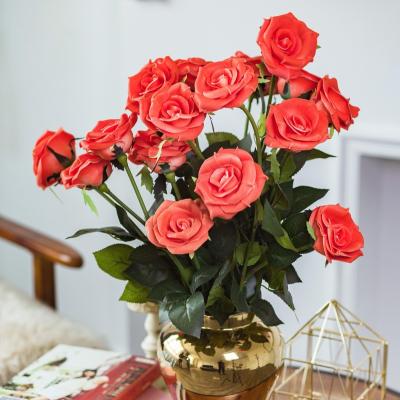 China Real PU Roses Artificial Roses Touch Roses Decoration Artificial Rose Bouquet Flores Artificiales for sale