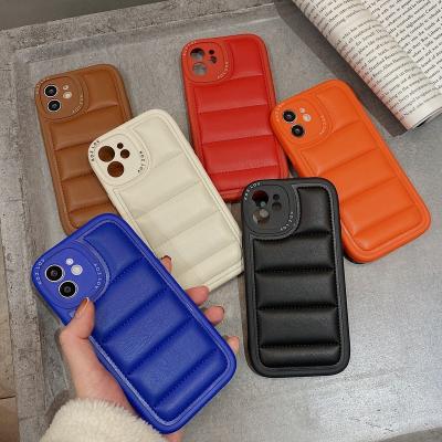 China Highly Shockproof Material Bottom Jacket Design Air Fill For iphone 13 Customized LOGO Puffer Phone Case Soft Silicone Cover Leather For iphone 13promax for sale