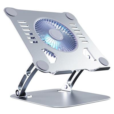 China Aluminum Adjustable Fan Tablet Cooling Stand For Macbook Fan Computer PC Stand For iPad Notebook Stand Pad Laptop Stand Base for sale