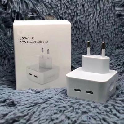 China Mobile Phone 35W Dual Palladium Mat Fast Charging UK/US/EU USB-C Power Adapter For iPhone 14 13 Fast Plug For Type C Charger Samsung Dual Head for sale