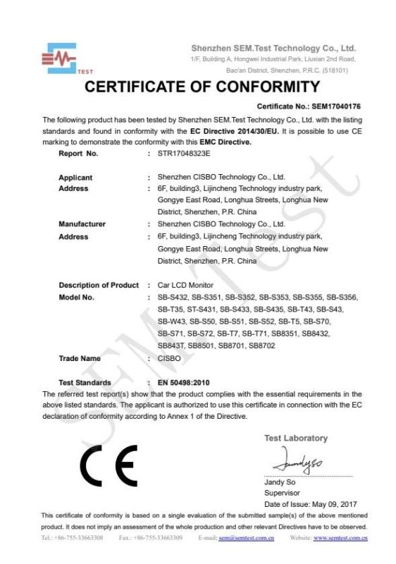 CE - Shenzhen Cisbo Technology Co., Ltd.