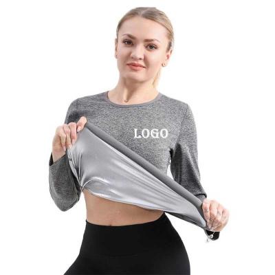 China Hot Sweat Women Long Gain Weight Loss Fitness Slimming Body Shaper Workout Waist Trainer Sauna Sweat Suit Shirt for sale