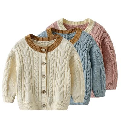 China Factory wholesale custom jacquard vintage anti-shrink knitted custom oversized kids cardigan sweater baby clothes for sale