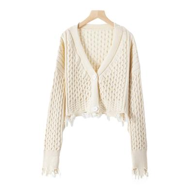 China Spring and Autumn Outer Wear Cropped Anti-wrinkle Factory Direct Solid Color Long Sleeve Women's Cardigans for sale