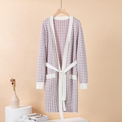 China Factory direct Spring and Autumn Mid-Length Long-Sleeved Loose-Fit Casual Anti-wrinkle women's cardigan lace-up sweater for sale