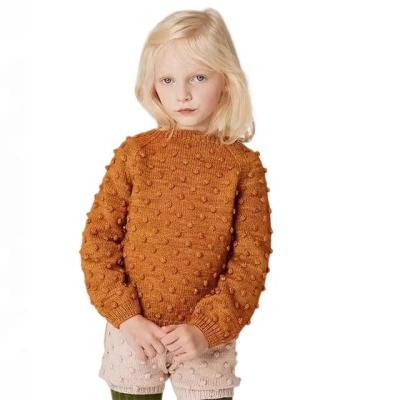 China Warm Knitted Crochet Kids Clothing Handmade Sweaters Crew Neck Lovely Baby Girls Sweaters Pullovers Winter Autumn Anti-Shrink for sale