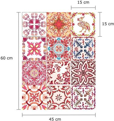 China Moroccan Rose Red Mosaic Wall Stickers Self Adhesive Simple and Easy Stripping Peel and Stick Vinyl Backsplash Home Decoration for sale