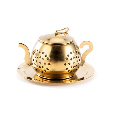 China WITH LID Stainless Steel Mini Teapot Shape Tea Infuser Tea Strainer with long chain For Loose Tea for sale