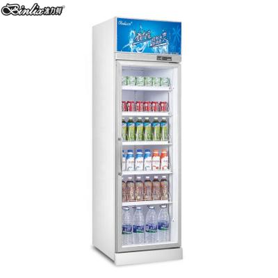 China Single-temperature Upright Commercial Supermarket Equipment Drinking Glass Display 1 Door Refrigerator Te koop