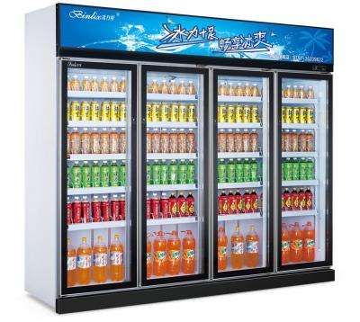 China High Quality Energy-saving 4 Door Single-temperature Beverage Cooling Refrigerator, Vegetable Drinks Beer Milk Yogurt Flower Display Fridge for sale