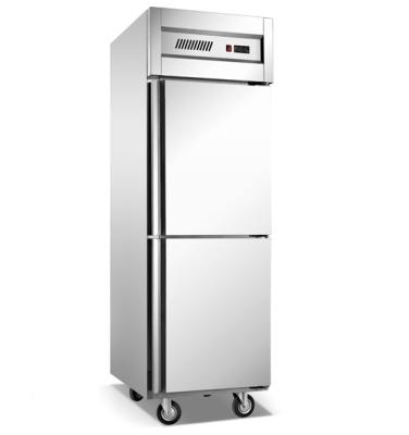 China Single-temperature Binliac 2 door refrigerator and freezer, hotel restaurant kitchen use stainless steel refrigerator for sale