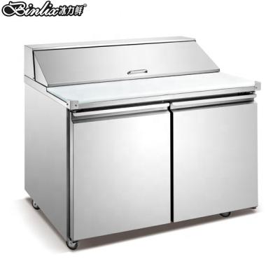 China Single-temperature 2 door salad bar stainless steel refrigerator for sale