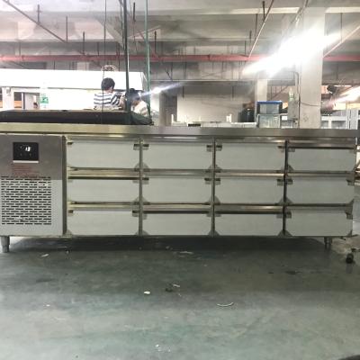 China Single-temperature 4 Drawers Workbench Temperature Deep Freezer Stainless Steel Fridge 1.8m for sale