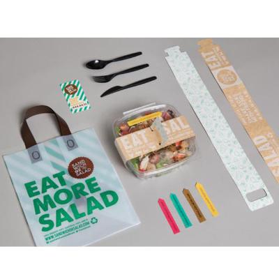 China BIODEGRADABLE Custom Print With Logos Recycled Biodegradable Packaging Restaurant Carry Takeout Food Caterer Plastic Bag Buckle Handle for sale