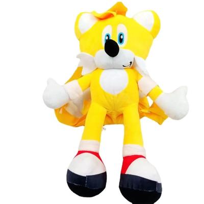 China Wholesale Factory Price Cute Sonic Plush Backpack Large Children's Fun School Bag Cartoon Super Sonic Plush Bag Toys For Children for sale