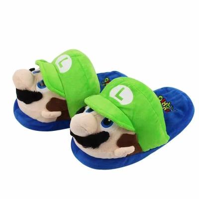 China Cute Mario Bros House Plush Warm Slippers Anime Character Mario Plush Slippers Home Shoes Fun Cartoon for sale