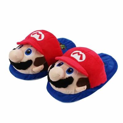 China New Mario Slippers Anime Couple Winter Indoor Plush Cotton Slippers Mario Winter Shoes Green Mario Bros Cute Fun Cartoon for sale