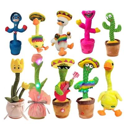 China Cute Fun USB Charging Rechargeable Bailarin Dancing Cactus And Talking Plush Toy Unity Free Shipping Electric Dancing Factory Robot Toy for sale