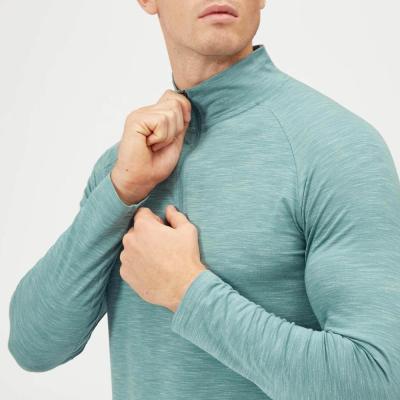 China China Factory Gym Sport Custom Slim Men's T-shirt Breathable Long Sleeve Half Zipper Quick Compression Shirt for sale