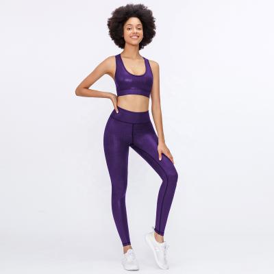 China Breathable Sports Apparel Vendor Workout Active Wear Set Shiny Bra And Leggings Set Yoga Sets Fitness Women for sale