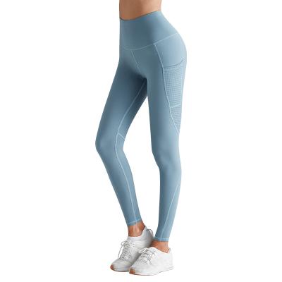 China New Solid Color Breathable Slim Double Side Design Small Pocket Yoga Leggings for sale