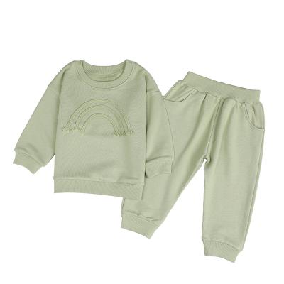 China Amazon Hot Sale 2 Pieces 2022 Long Sleeve Cotton Kids Clothes Set Children Clothing Set Anti-Shrink For 2-5 Years for sale