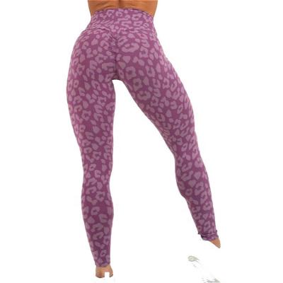 China Custom LOGO Printed Antibacterial Leggings Women Leopard Print Push Up Activewear Sports Leggings Crac! crack! fitness gym yoga worthless for sale