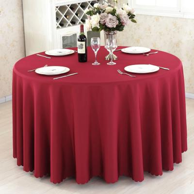 China Burgundy Modern Plain Outdoor Wedding Banquet Party Hotel Polyester Home Tablecloth for sale