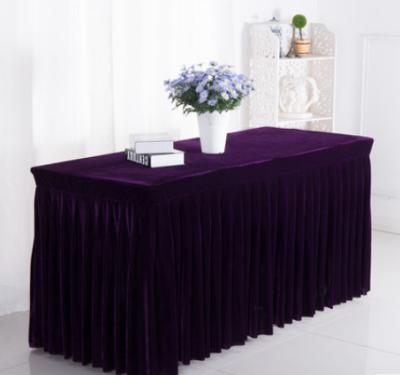 China Modern Dark Purple Pilou Custom Conference Desk Sign-in Office Desk Activity Desk Exhibition Table Cover for sale