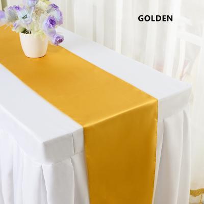 China Factory Price Gold Restaurant Table Runner Wedding Banquet Home Satin Table Runner For Rectangle Tables for sale