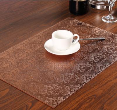 China Waterproof Coffee Flower Thickened European Style PVC Heat Insulation Place Mat for sale