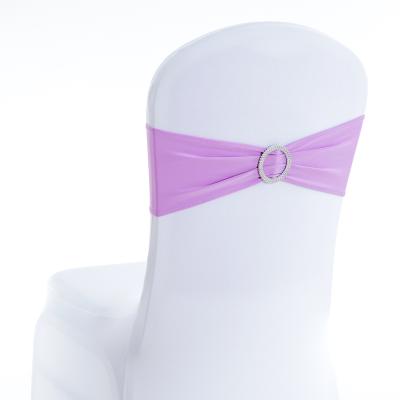 China Disposable Round Diamond Buckle Bow Light Purple Chair Sashes Ornament Wedding Decoration Banqute Business for sale