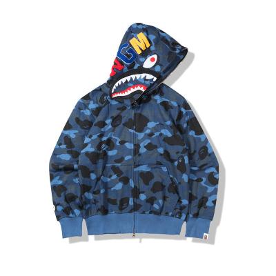 China Anti-wrinkle 1:1 original edition bape bathing monkey shark camo zipper streetwear gear hip hop sweatshirt men women unisex bape hoodie for sale