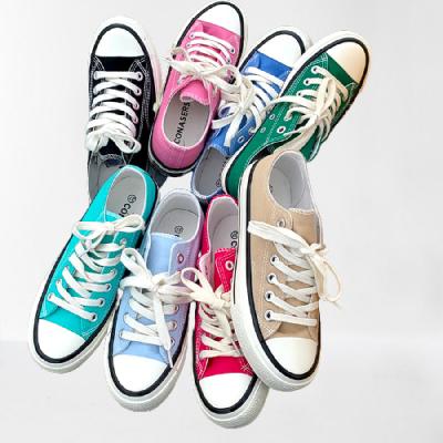 China Around the newcomer 2022 colorful many colors vulcanized canvas shoes children school flat sneakers high quality wholesale for sale