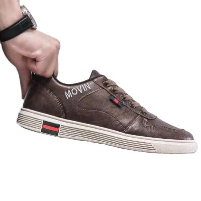 China Fashion Ruipei Trend No Icon Casual Shoes For Man 2021 New Style Classic PU Leather Lace Up Solid Color Shoes for sale