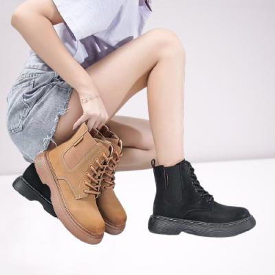 China Fashion Trend New Arrival 2021 Winter and Autumn Chunky Sneakers Brown and Black Women's Boots Cutter Chaussures Femme Scarpe Donna Middle for sale