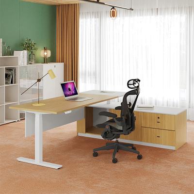 China Executive Desk L Shape Office Modern Adjustable Height Computer Desk Workstation Boss Foou Use for sale