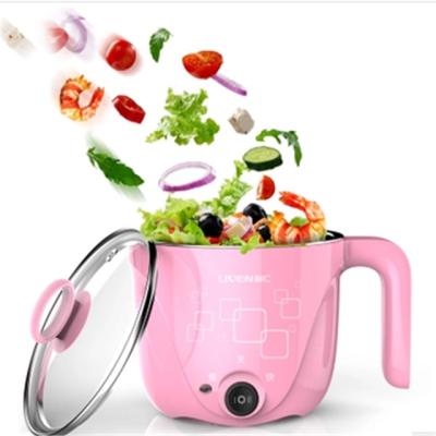 China New Pink 360 Degree Rotation Low Electric Multifunctional Hot Pot With Egg Steamer Rack for sale