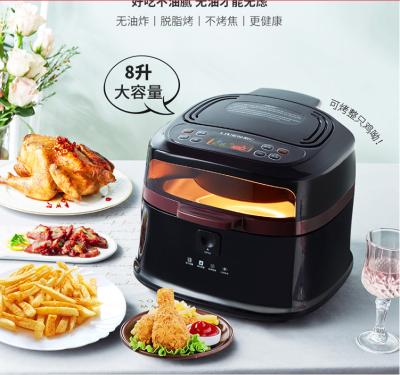 China Household Liven 8L Shape Black Electric Smart Air Fryer Hot Free Oil Air Fryers Oven Oilless Cooker For Roasting With Nonstick Basket for sale