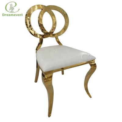 China Manufacturer Customized Comfortable Plating Ring Wedding Chair Gold Flower For Banquet for sale