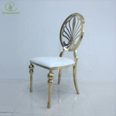 China Modern Comfortable Removable Cover Wedding Around Back Stainless Steel Gold Banquet Dining Chair for sale