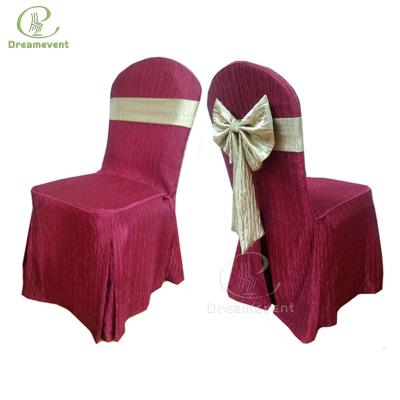 China Wholesale simple wedding indoor and outdoor ruffle organza spandex chair elastic sash with buckle for sale