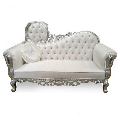 China Double Seats Comfortable White Leather Living Room Furniture Modern Luxury Wedding Sofa for sale