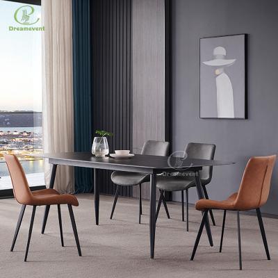 China Durable Starter Set High Quality Italian 6 Seater Dining Table & Chair Set Luxury Slate Combination for sale