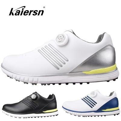 China New Arrival Leather Waterproof Golf Shoes For Buck Sports Non-slip Mens Golf Shoes Sneakers Spikes Nail Button Sports Shoe Men for sale